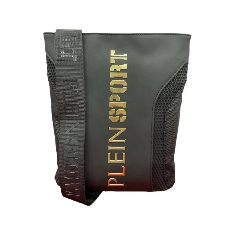 Czarna torba na ramię z regulowanym paskiem i kieszenią na guzik magnetyczny Plein Sport