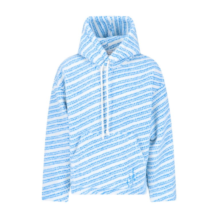 Niebieski Sweter w Paski z Efektem Pluszu JW Anderson