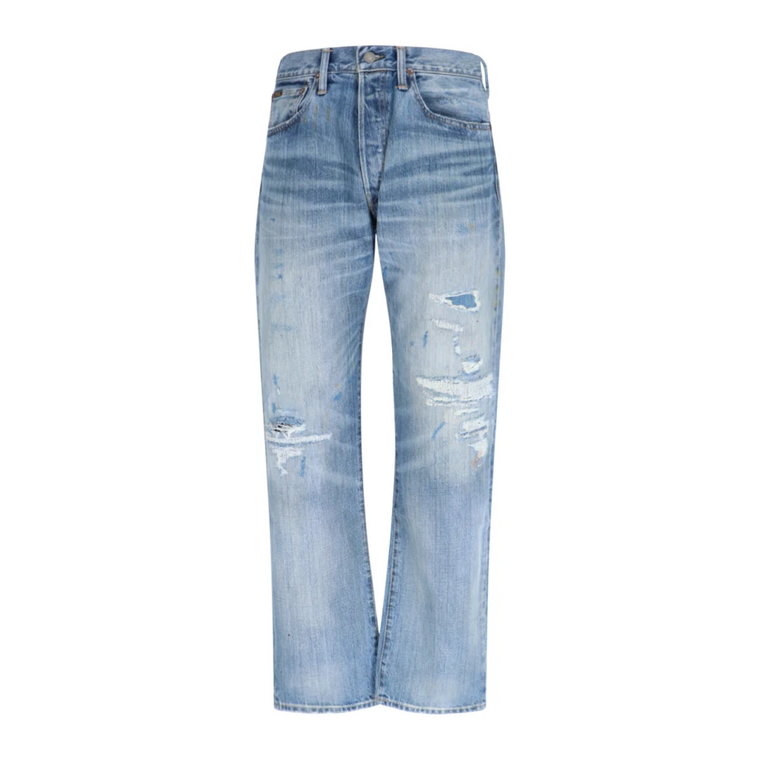 Zniszczoneiebieskie jeansy Ralph Lauren