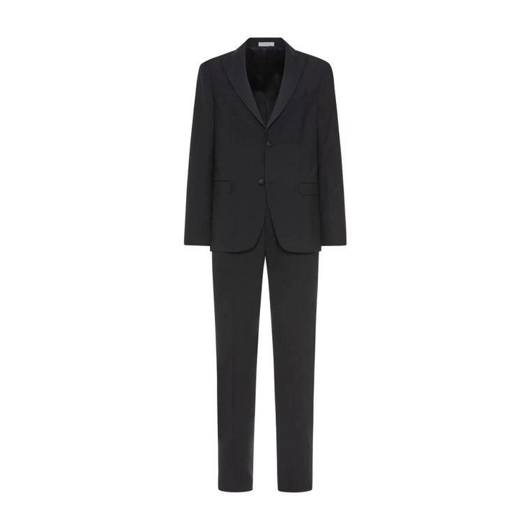 Klasyczny Czarny Wełniany Garnitur Tuxedo Boglioli