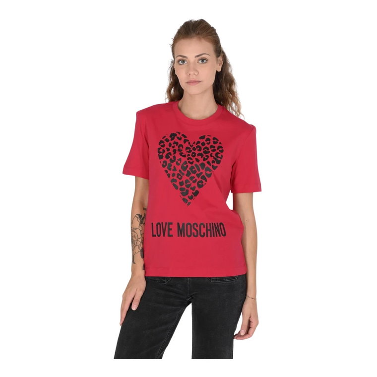 Czerwony T-shirt z bawełny Love Moschino