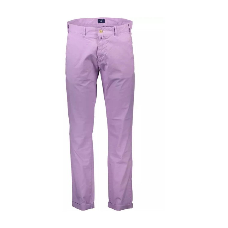 Różowe dżinsy i spodnie z bawełny, spodnie 5-kieszeniowe Gant