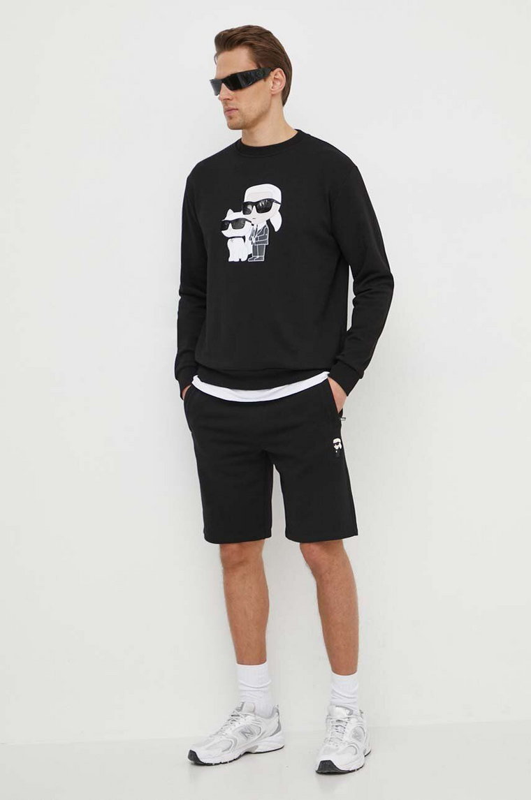 Karl Lagerfeld bluza bawełniana męska kolor czarny z nadrukiem 542941.705063