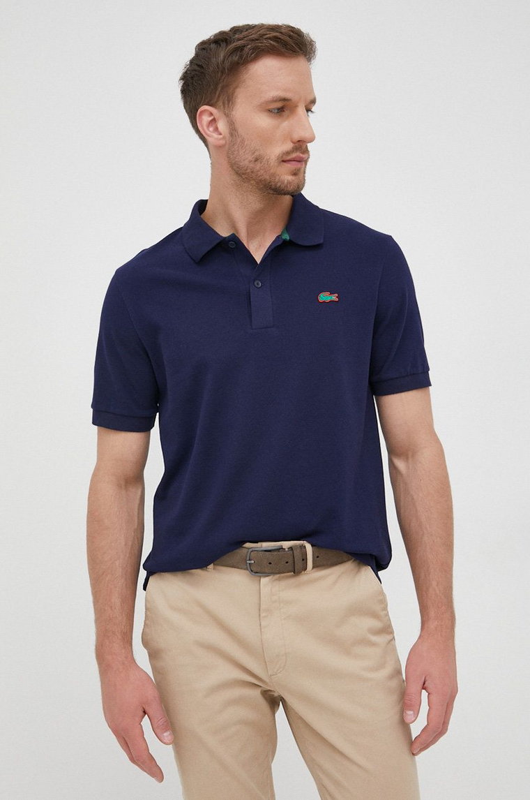 Lacoste polo bawełniane kolor granatowy