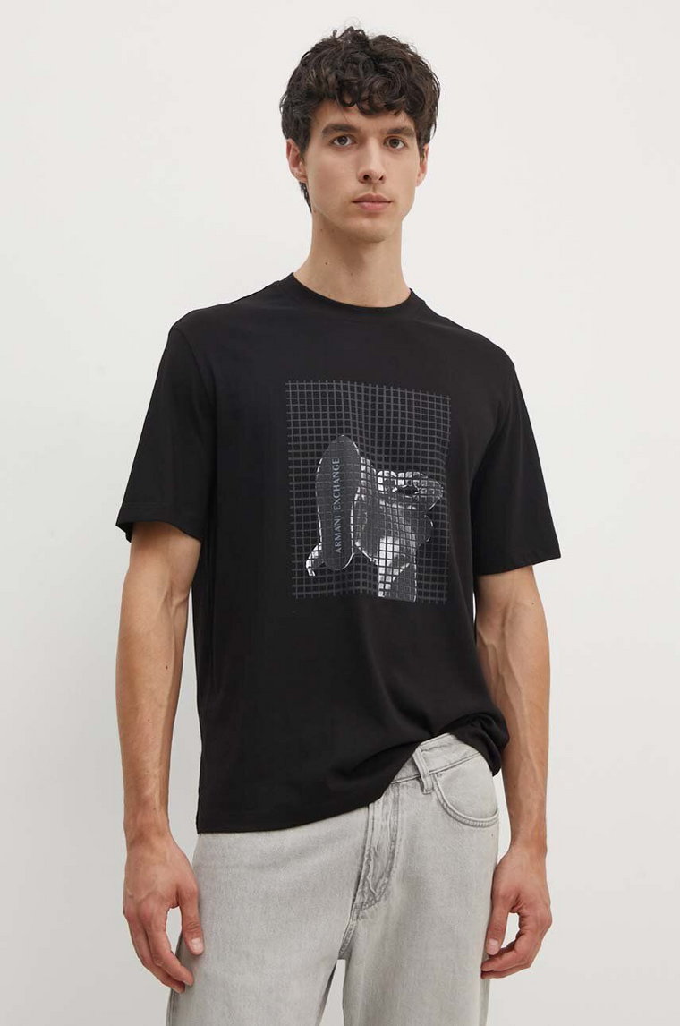 Armani Exchange t-shirt bawełniany męski kolor czarny z nadrukiem 6DZTLD ZJ9JZ