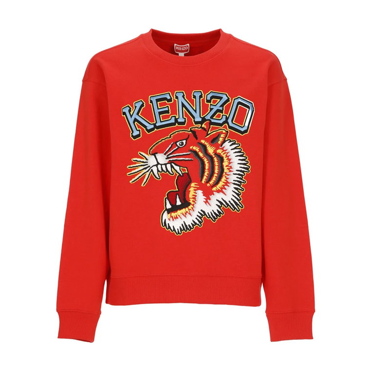 Czerwony bawełniany sweter z nadrukiem tygrysa dla mężczyzn Kenzo