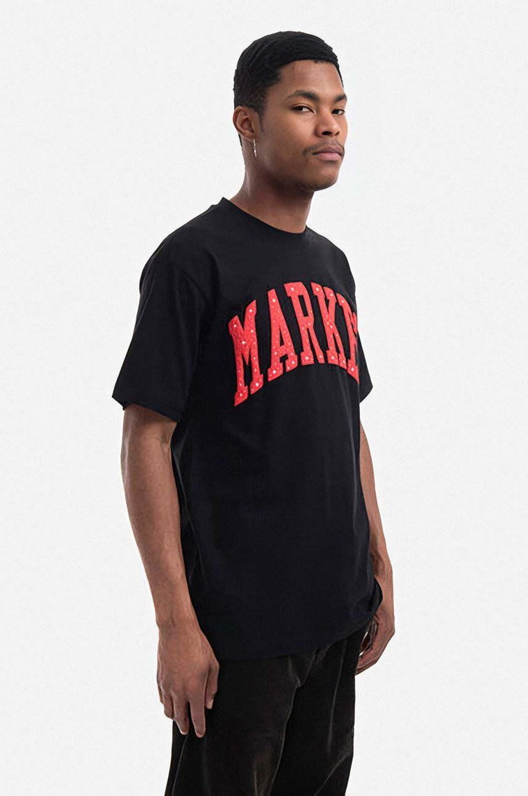 Market t-shirt bawełniany kolor czarny z nadrukiem 399000613-001
