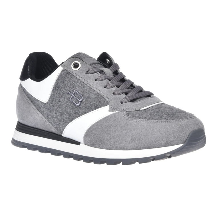 Trainers in grey calfskin and wool Baldinini