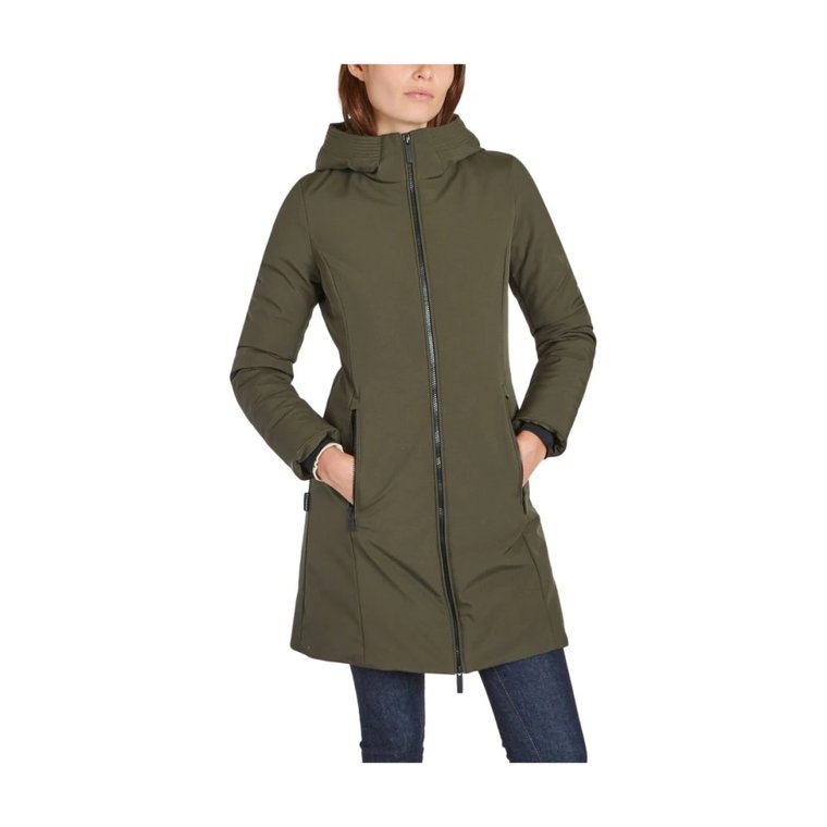 Khaki Wodoodporna Parka z Kapturem Woolrich