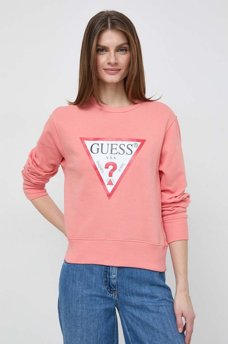 Guess bluza damska kolor pomarańczowy z nadrukiem W2YQ16 KBA10