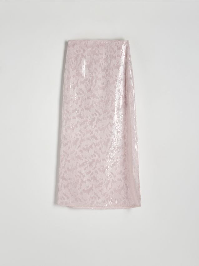 Reserved - Cekinowa spódnica maxi - różowy