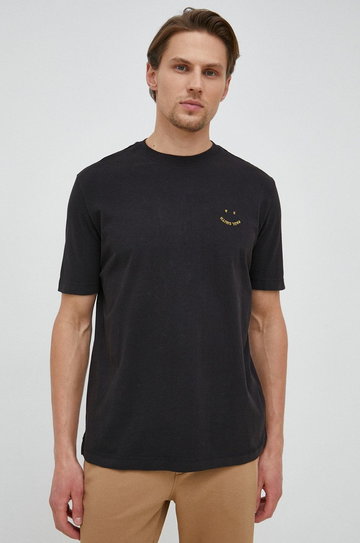 PS Paul Smith t-shirt bawełniany kolor czarny z aplikacją