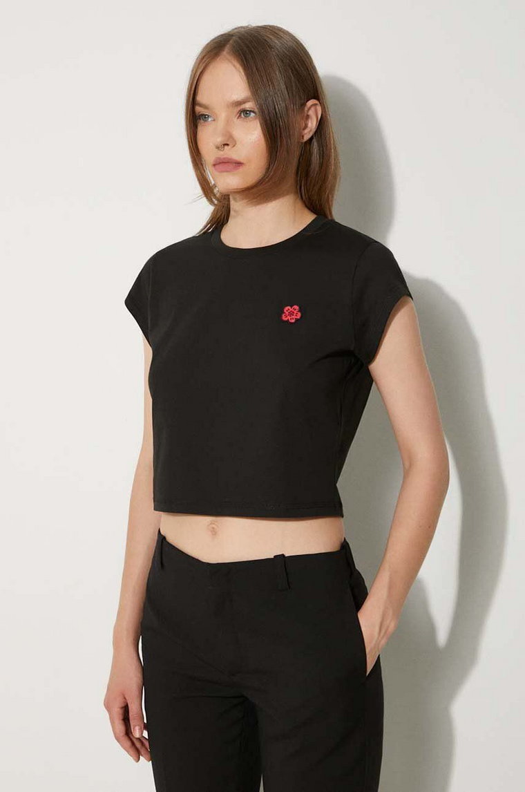 Kenzo t-shirt bawełniany Gots Boke Crest Micro T-Shirt damski kolor czarny FE62TS1424SO.99J