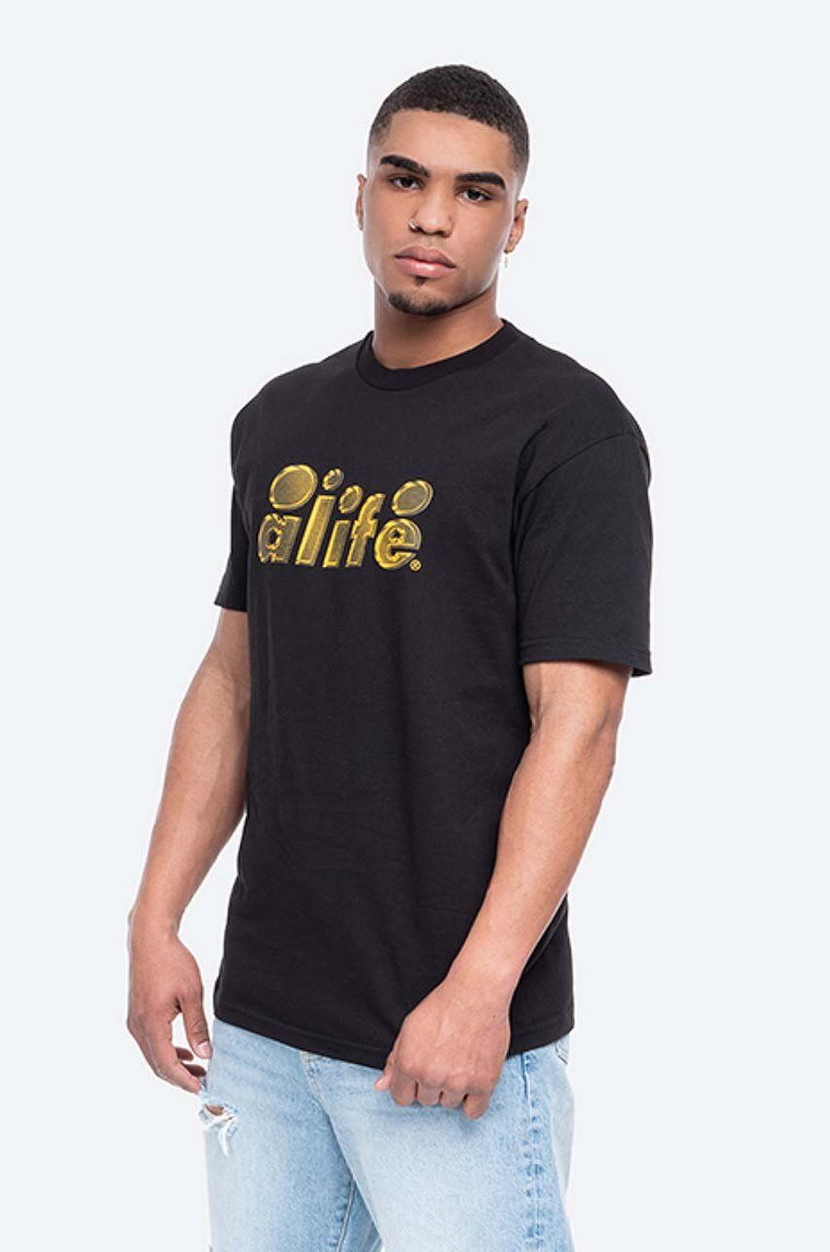 Alife t-shirt bawełniany Tone Bubble Graphic kolor czarny wzorzysty ALIFW20-47 BLACK ALIFW20.47-BLACK