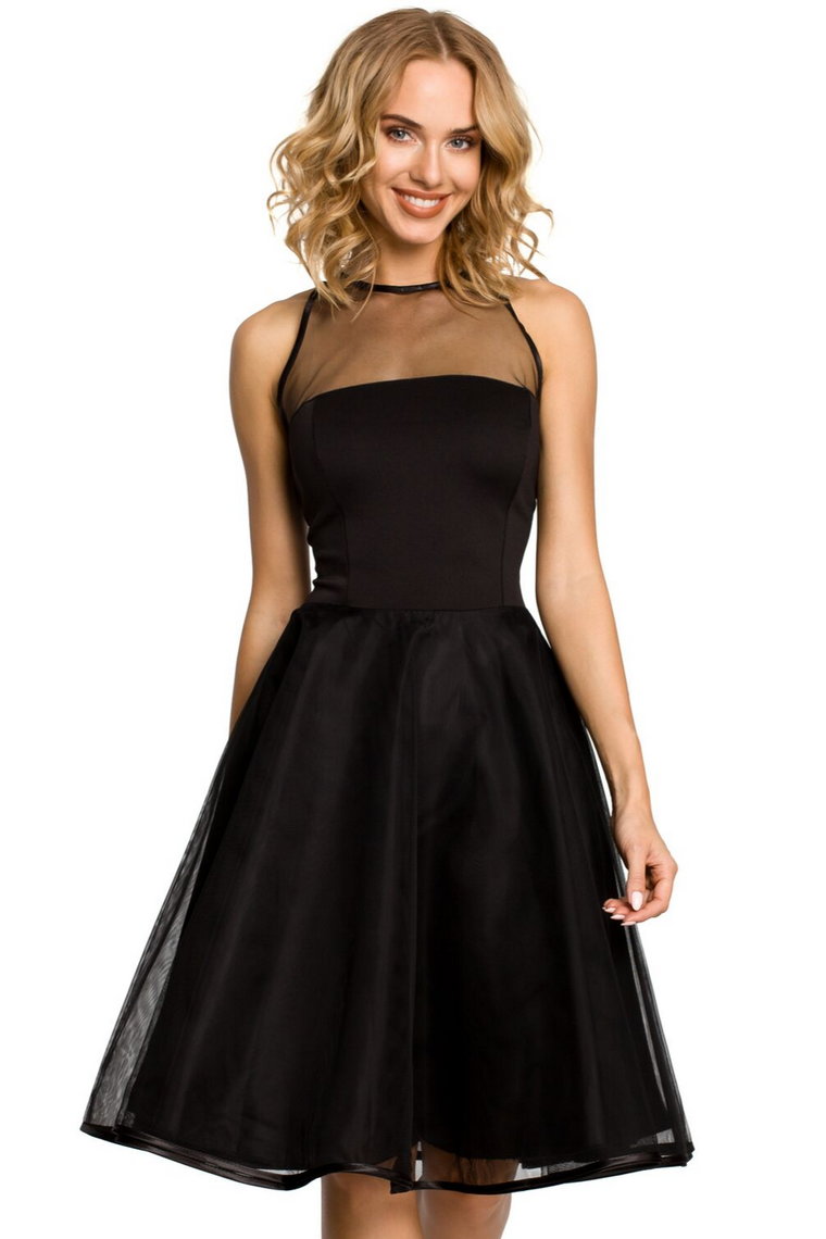Sukienka wieczorowa rozkloszowana balowa z tiulem czarna