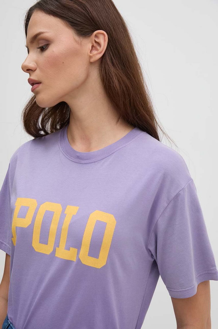 Polo Ralph Lauren t-shirt bawełniany damski kolor fioletowy 211941181