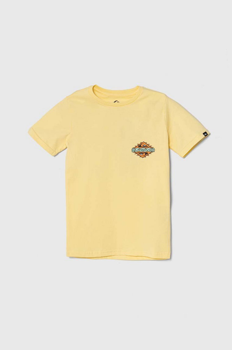 Quiksilver t-shirt bawełniany dziecięcy RAINMAKERYTH kolor żółty z nadrukiem
