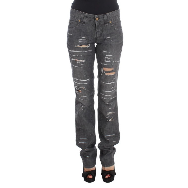 Szare Wyprane Straight Fit Jeans John Galliano