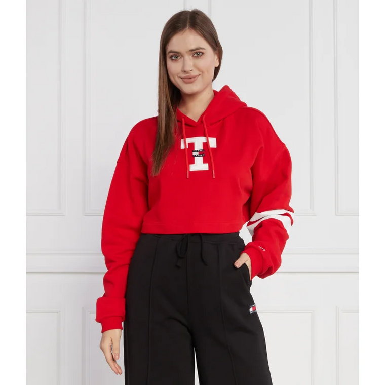 Tommy Jeans Bluza TJW SP CRP LETTERMAN FLAG HOODIE | Cropped Fit