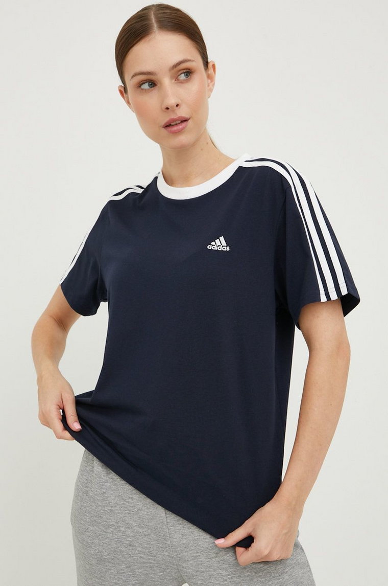 adidas t-shirt bawełniany Essentials kolor granatowy HC0105