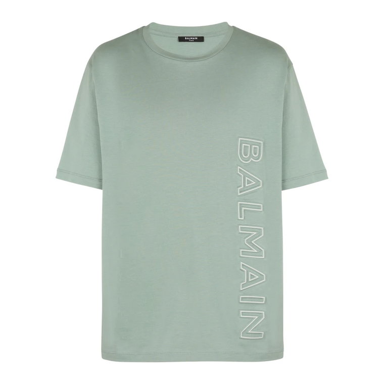 Oversize koszulka z wytłoczonym logo Balmain