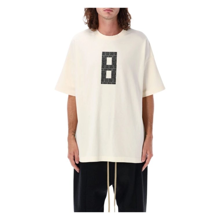 Kremowy T-shirt z Grafiką Oversize Fear Of God