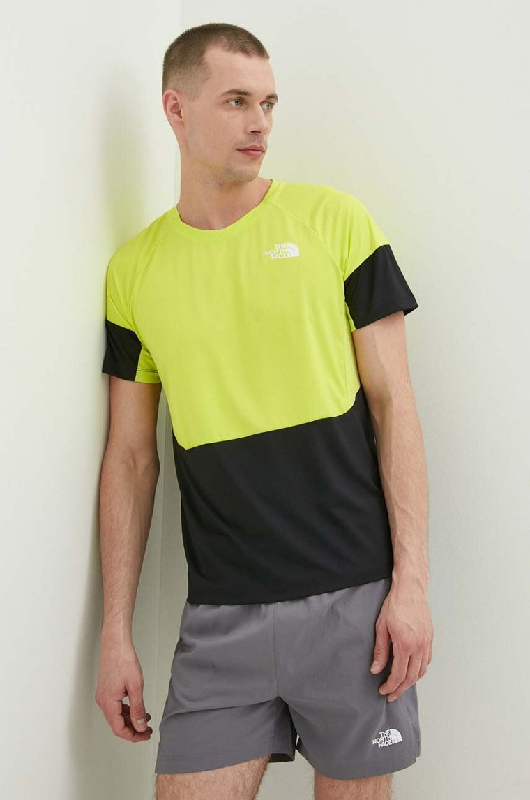 The North Face t-shirt sportowy kolor zielony wzorzysty NF0A825GWIT1
