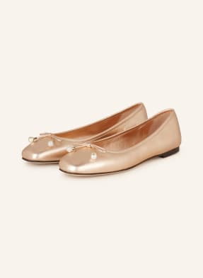 Jimmy Choo Baleriny Elme Z Ozdobnymi Kamykami I Perełkami rosegold