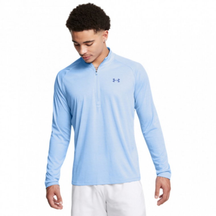 Męski longsleeve treningowy Under Armour UA Tech Textured 1/2 Zip - niebieski