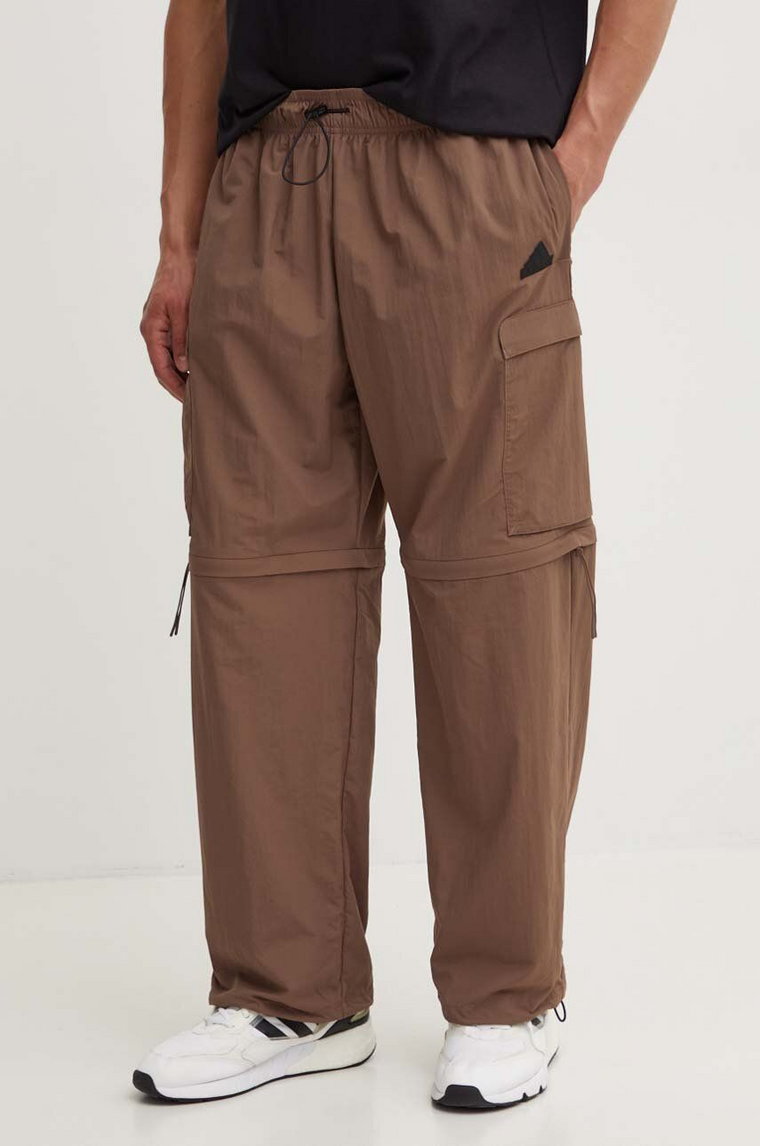 adidas spodnie dresowe City Escape kolor brązowy gładkie IY1504