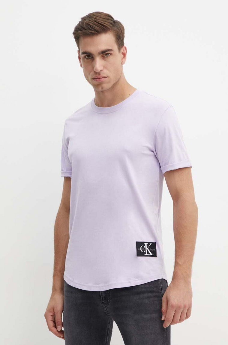 Calvin Klein Jeans t-shirt bawełniany męski kolor fioletowy z aplikacją J30J323482