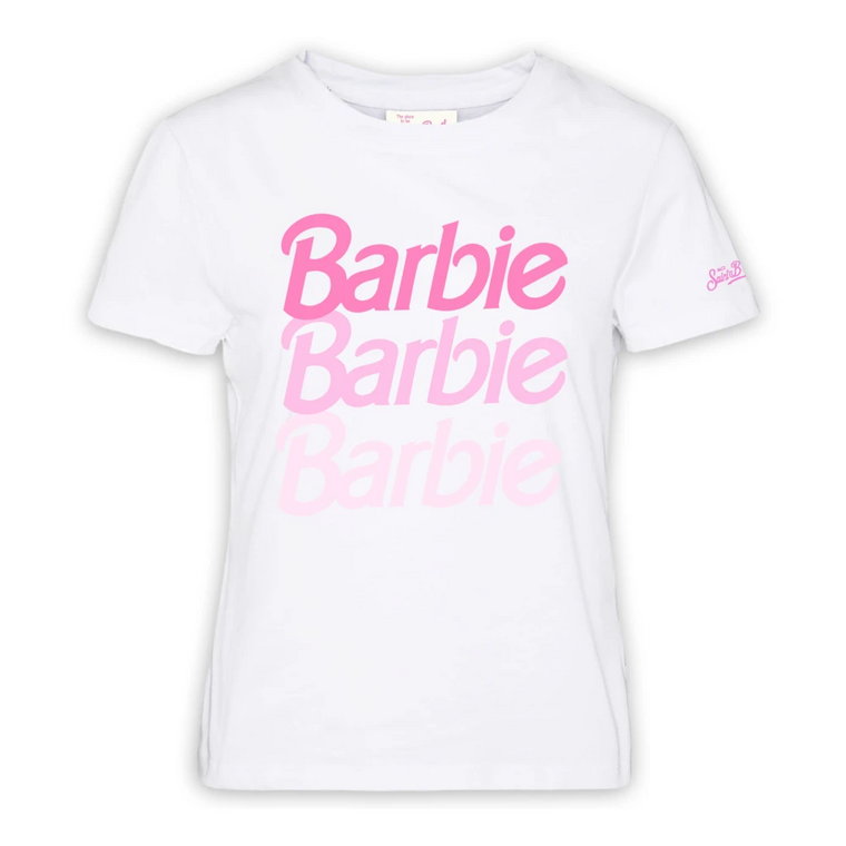 Błyszczący T-shirt z logo dla kobiet MC2 Saint Barth