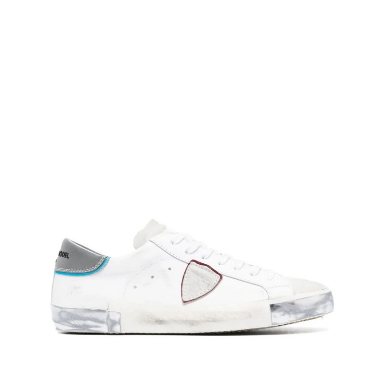Białe Niskie Sneakersy Paris z Kontrastującym Noskiem Philippe Model