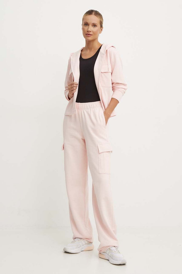 Guess spodnie dresowe bawełniane RGINE kolor różowy melanżowe V4YB10 KC6W1