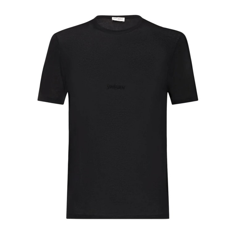 Czarna koszulka z krótkim rękawem i logo Saint Laurent
