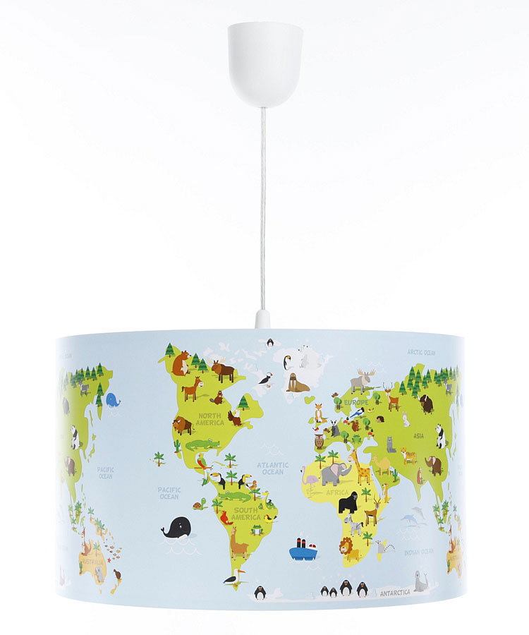 Dziecięca lampa wisząca mapa świata - A326-Luso