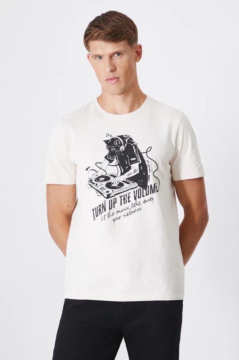 Medicine t-shirt bawełniany męski kolor beżowy z nadrukiem