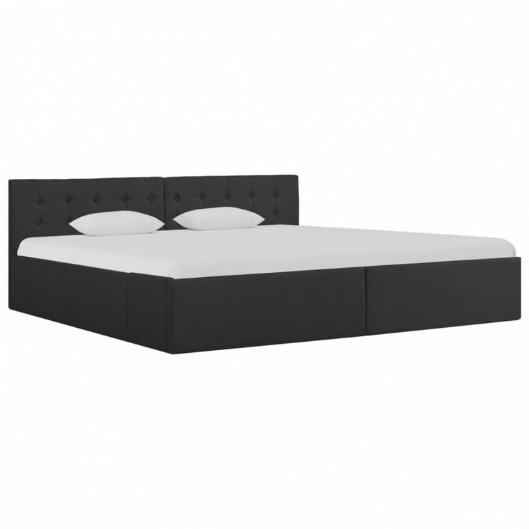 Rama łóżka z podnośnikiem, ciemnoszara, tkanina, 180 x 200 cm kod: V-285575