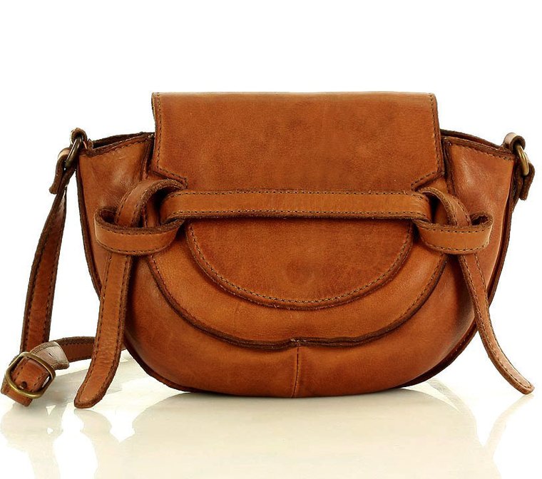 Marco Mazzini Torebka listonoszka skórzana saddle bag brąz camel