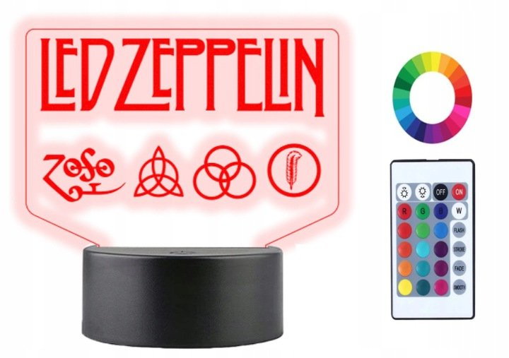 Lampka Nocna Prezent 3D Led LED ZEPPELIN Imię