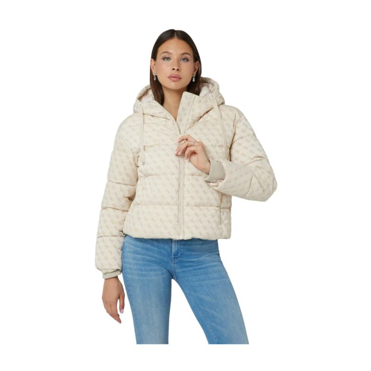 Daisy Logo Puffer Kurtka Zimowa Damska Beżowa Guess