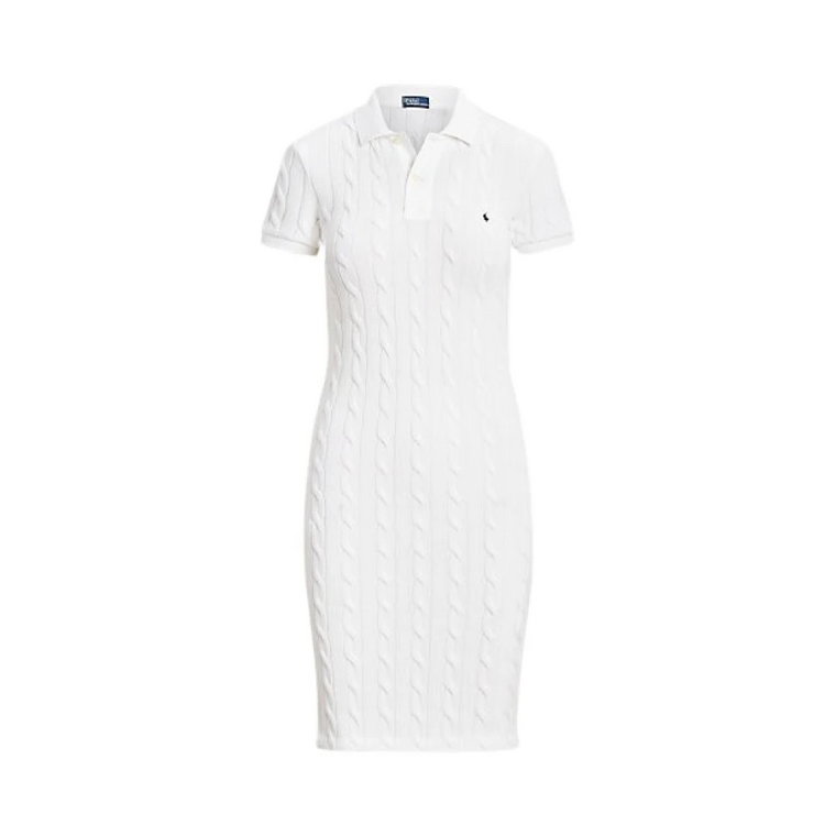Krótka Sukienka Polo z Kablem w Kolorze Białym Polo Ralph Lauren