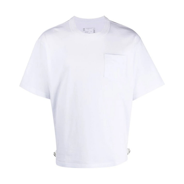 Biała koszulka z krótkim rękawem z bawełny Sacai