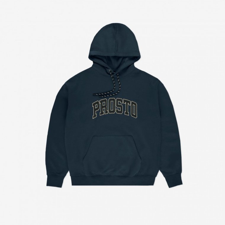 Męska bluza dresowa nierozpinana z kapturem Prosto Hoodie College99 - granatowa