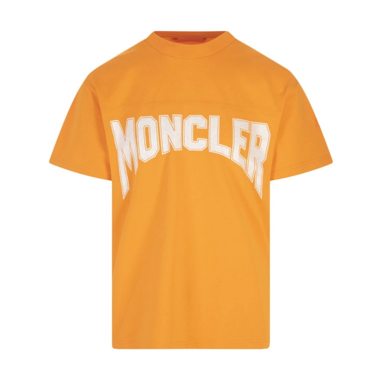 Męska Pomarańczowa Koszulka z Wzorem Vintage Moncler