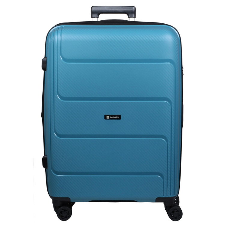 Niebieska duża walizka poszerzana z polipropylenu Hard Class