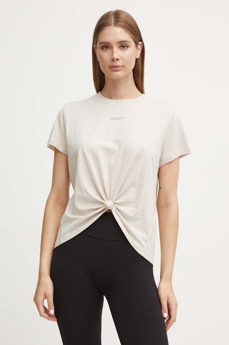 Dkny t-shirt bawełniany damski kolor beżowy DP4T9994