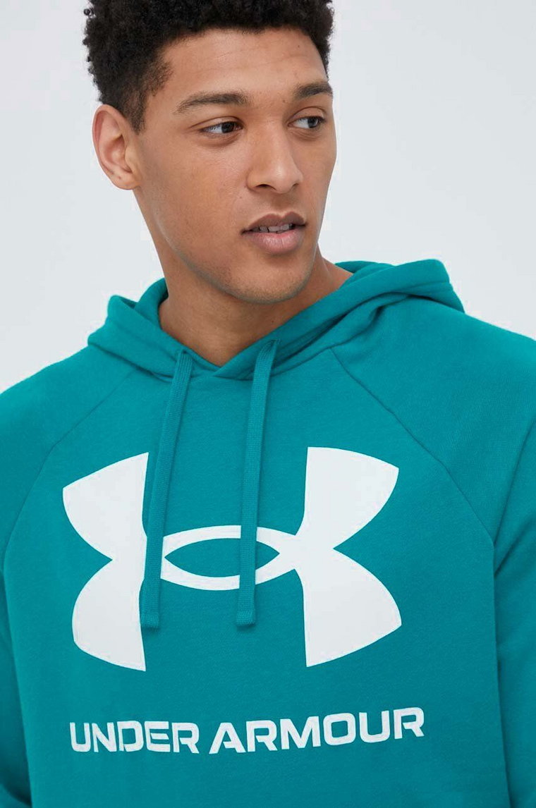 Under Armour bluza męska kolor zielony z kapturem z nadrukiem 1357093-652