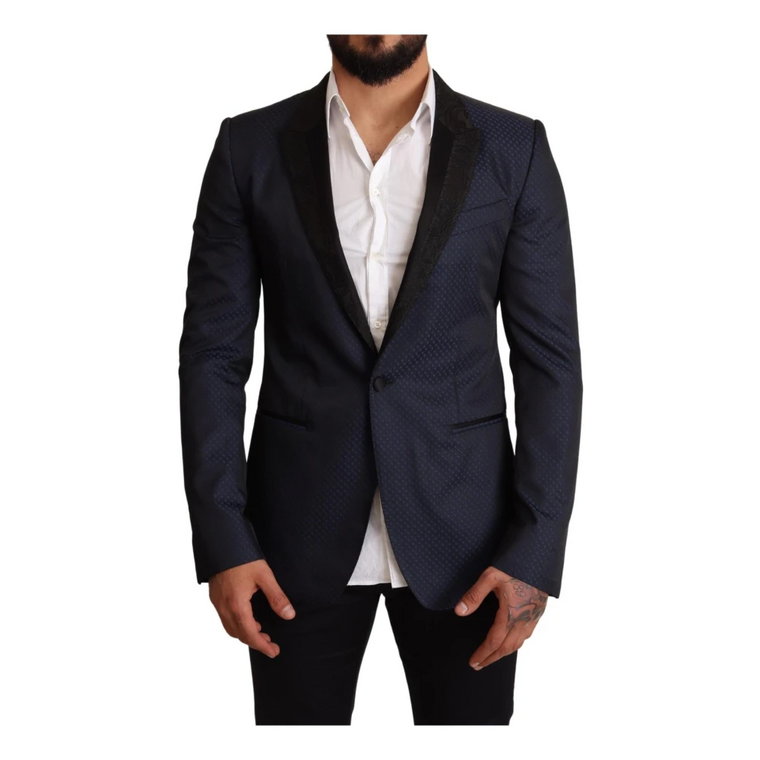 Blue Wool Slim Fit Martini Blazer Jacket Dolce & Gabbana