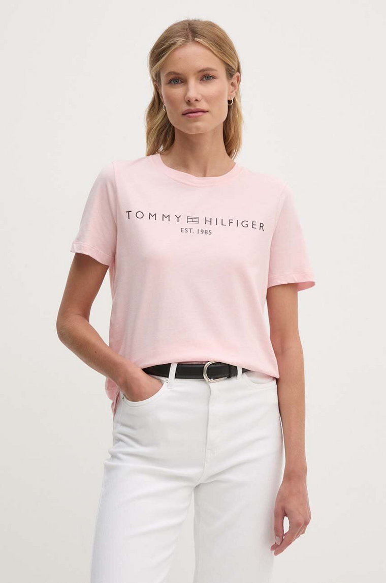 Tommy Hilfiger t-shirt bawełniany damski kolor różowy WW0WW40276